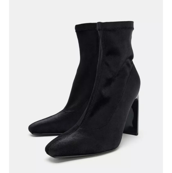 Zara Sleek Black Heeled Boots - Picture 2 of 8